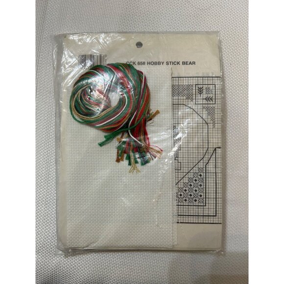 Dale Burdett Christmas Cross Stitch Kit W/ Frame Hobby Stick Bear - Picture 2 of 2